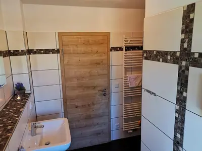 Ein Badezimmer in der Unterkunft Ferienhaus in Papstdorf Sächsische Schweiz 17