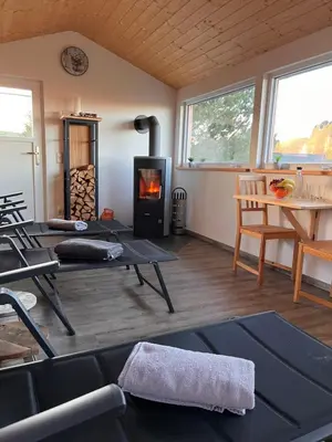 Ein Sitzbereich in der Unterkunft Ferienwohnung Heuboden Bauernhaus Vetter