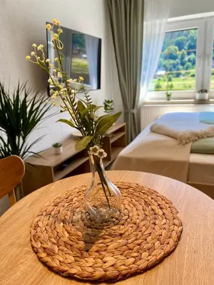Ein Sitzbereich in der Unterkunft Ferienwohnung Elbstübchen