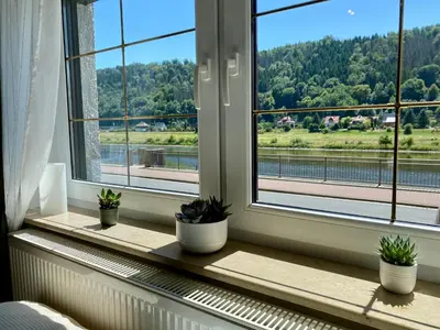 Ein Balkon oder eine Terrasse in der Unterkunft Ferienwohnung Elbstübchen