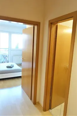 Ein Bett oder Betten in einem Zimmer der Unterkunft Studio in Dresden Neustadt balcony and parking