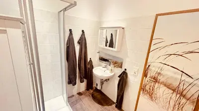 Ein Badezimmer in der Unterkunft Richter Apartments Finsterwalde 4