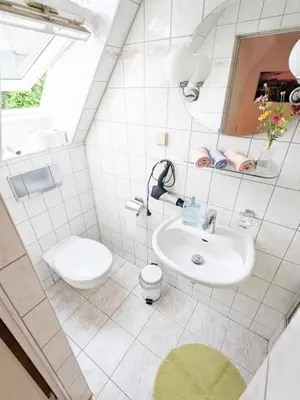Ein Badezimmer in der Unterkunft B5 Urlaubsmagie Gemütliche Wohnung inmitten der Sächsischen Schweiz