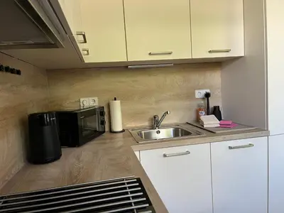 Küche/Küchenzeile in der Unterkunft Ferienwohnung Leubnitz