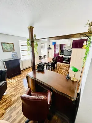 Ein Sitzbereich in der Unterkunft Seenland Residenz