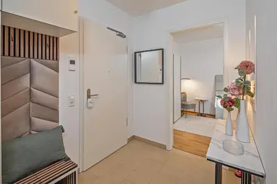 Ein Sitzbereich in der Unterkunft Ruhige 5 Sterne Wohnung Nähe Altstadt