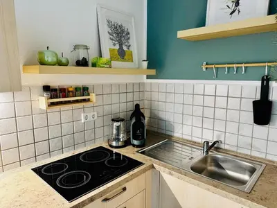 Küche/Küchenzeile in der Unterkunft Ferienwohnung 