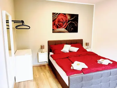 Ein Bett oder Betten in einem Zimmer der Unterkunft Studio am Waldschlösschen mit Küche und Netflix