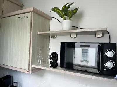 Küche/Küchenzeile in der Unterkunft Studio am Waldschlösschen mit Küche und Netflix