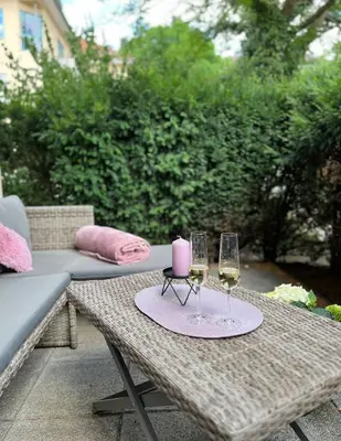 Ein Garten an der Unterkunft ANER 1 STILVOLLE Ferienwohnung in Dresden-Loschwitz