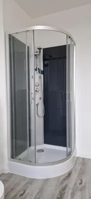 Ein Badezimmer in der Unterkunft Ausblick Freital 3