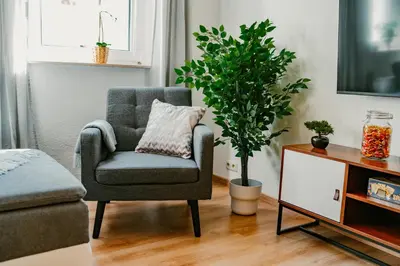 Ein Sitzbereich in der Unterkunft Modernes Apartment mit Balkon und Stellplatz