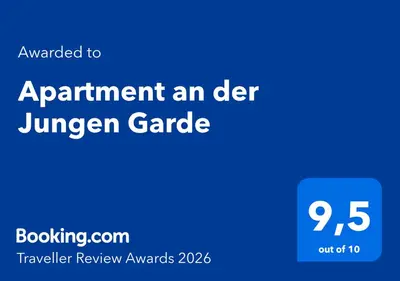 Ein Zertifikat, Auszeichnung, Logo oder anderes Dokument, das in der Unterkunft Apartment an der Jungen Garde ausgestellt ist