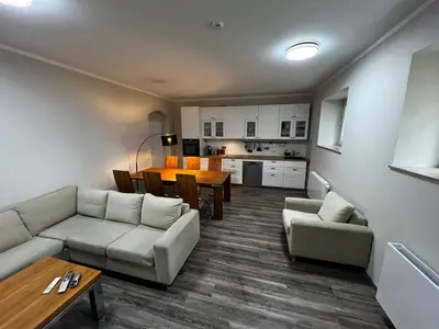 Küche/Küchenzeile in der Unterkunft Apartment an der Jungen Garde