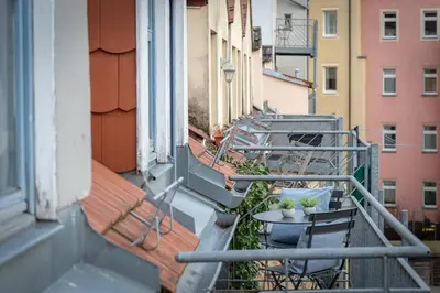 Ein Balkon oder eine Terrasse in der Unterkunft Apartmenthaus Meißen