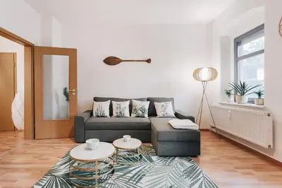 Ein Sitzbereich in der Unterkunft Apartmenthaus Meißen