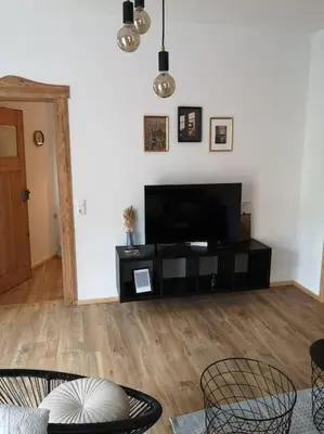 Ein Sitzbereich in der Unterkunft Ferienwohnung zur Parthe