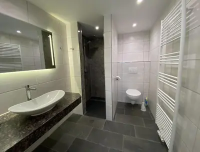 Ein Badezimmer in der Unterkunft Ferienhaus Schrammsteinblick