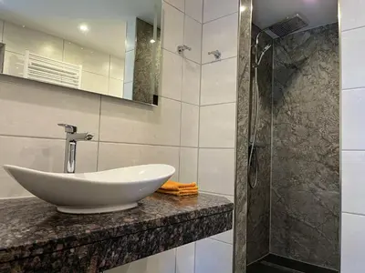 Ein Badezimmer in der Unterkunft Ferienhaus Schrammsteinblick