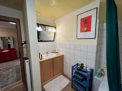 Ein Badezimmer in der Unterkunft Ferienoase in der Bierstadt Radeberg bei Dresden