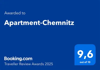 Ein Zertifikat, Auszeichnung, Logo oder anderes Dokument, das in der Unterkunft Apartment-Chemnitz ausgestellt ist