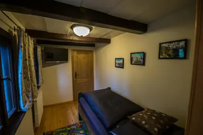 Ein Sitzbereich in der Unterkunft Ferienhaus Kraxlhütte Krippen