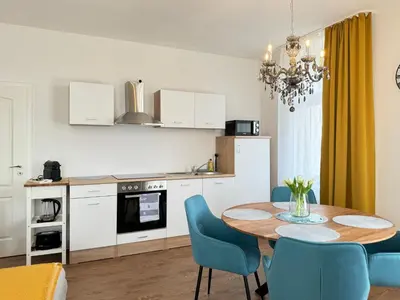 Küche/Küchenzeile in der Unterkunft NewCityHome - Chemnitz - 3 Zi - Comfort Apartment Frida - Central