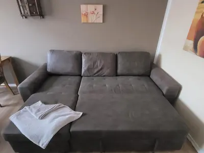 Ein Sitzbereich in der Unterkunft Ferienwohnung am Golfplatz