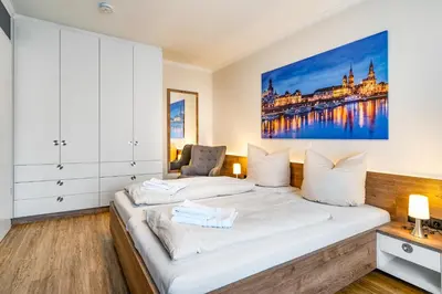Ein Bett oder Betten in einem Zimmer der Unterkunft Moderne Appartement Wohnung mit 2 Schlafzimmern im Zentrum von Riesa