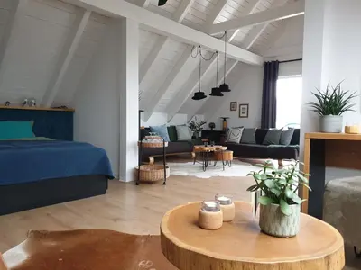 Ein Sitzbereich in der Unterkunft Ferienhof Elbauenblick