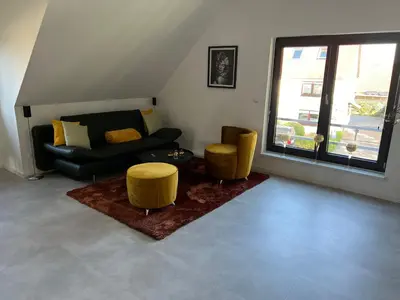 Ein Sitzbereich in der Unterkunft FeWo am Elberadweg