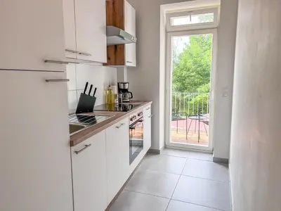 Küche/Küchenzeile in der Unterkunft Pirna City Apartment 4 PERSONEN, WLAN, BALKON