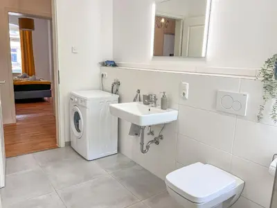 Ein Badezimmer in der Unterkunft Pirna City Apartment 4 PERSONEN, WLAN, BALKON