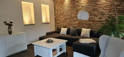 Ein Sitzbereich in der Unterkunft SeenSucht & Urlaubsträume, Ferienwohnung 