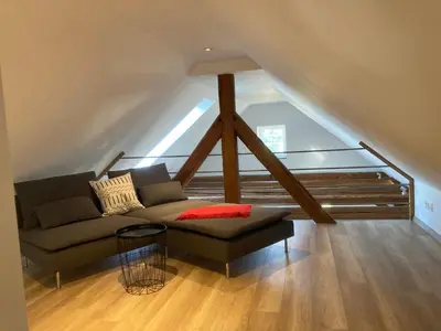 Ein Sitzbereich in der Unterkunft Ferienwohnung Zweinig05