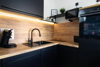 Küche/Küchenzeile in der Unterkunft StayFine - smartes Design Apartment am Uni Campus