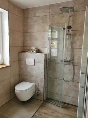 Ein Badezimmer in der Unterkunft Tante Käthes Ferienhaus - FeWo ANNA