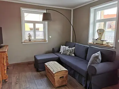 Ein Sitzbereich in der Unterkunft Tante Käthes Ferienhaus - FeWo ANNA