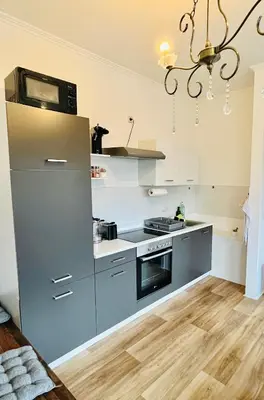 Küche/Küchenzeile in der Unterkunft Gemütliches Altbauapartment I