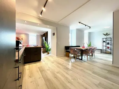 Ein Sitzbereich in der Unterkunft Premium Penthouse W46 Dresden - elbnah, hochwertig mit Parkplatz!