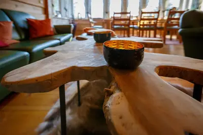 Ein Sitzbereich in der Unterkunft Haus Schrammsteinblick