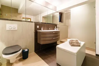 Ein Badezimmer in der Unterkunft Ferienhaus am Fernsehturm