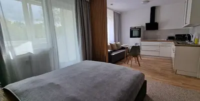 Küche/Küchenzeile in der Unterkunft Zentrum Apartment - OLED TV - PS4 - Balkon - Parking