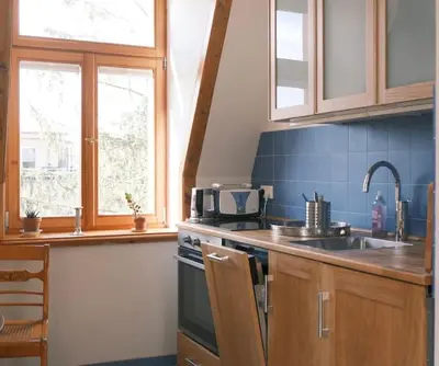 Küche/Küchenzeile in der Unterkunft Zentrumsnahe Ferienwohnung 