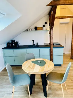 Küche/Küchenzeile in der Unterkunft JohannesBlick