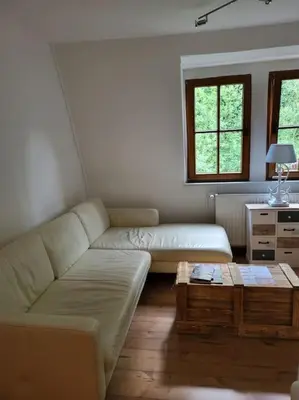 Ein Sitzbereich in der Unterkunft Bergglück