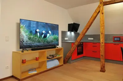 TV/Unterhaltungsangebot in der Unterkunft Lausitzer Ferienapartment Stube
