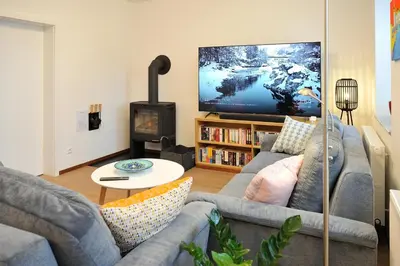 Ein Sitzbereich in der Unterkunft Lausitzer Ferienapartment Suite