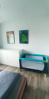 Ein Bett oder Betten in einem Zimmer der Unterkunft F2 - Am alten Elbarm - Laubegast