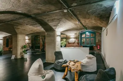 Ein Sitzbereich in der Unterkunft fabrik studio apartments